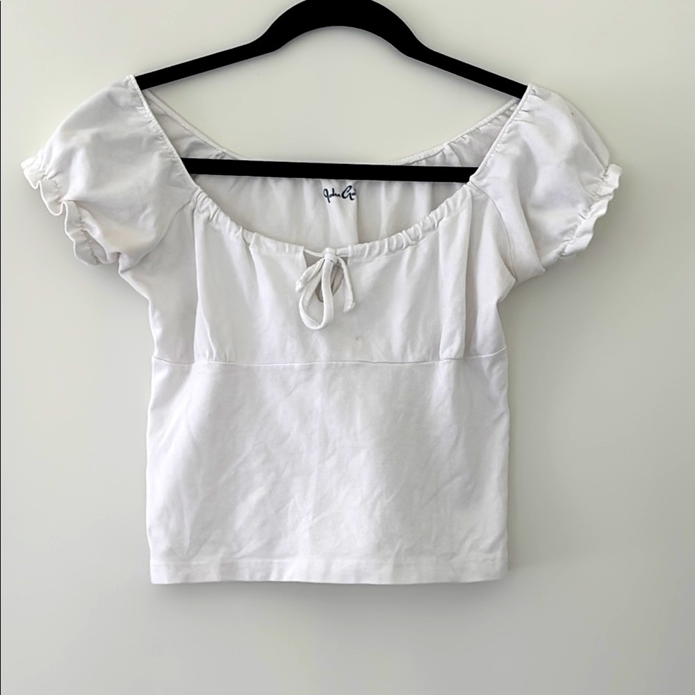 John Galt White Puff Sleeve Top